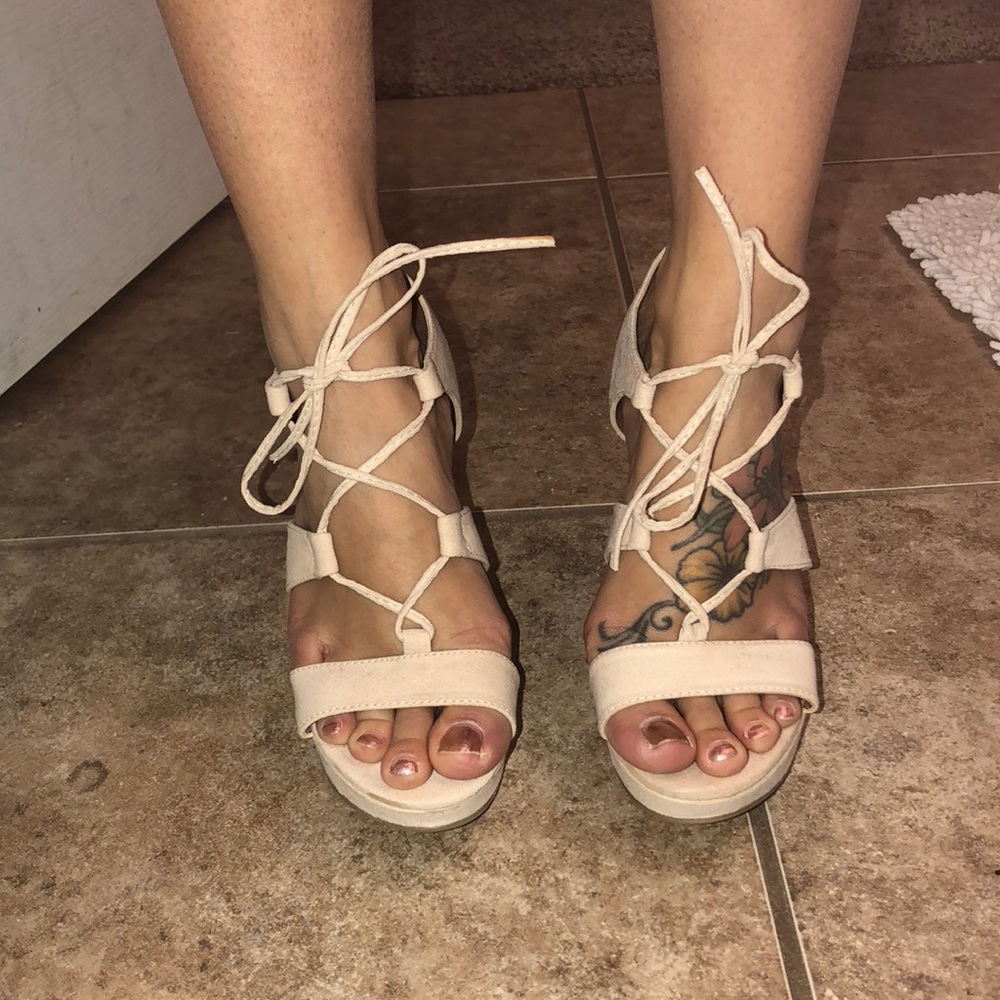 Strapped muse suede wedge heels